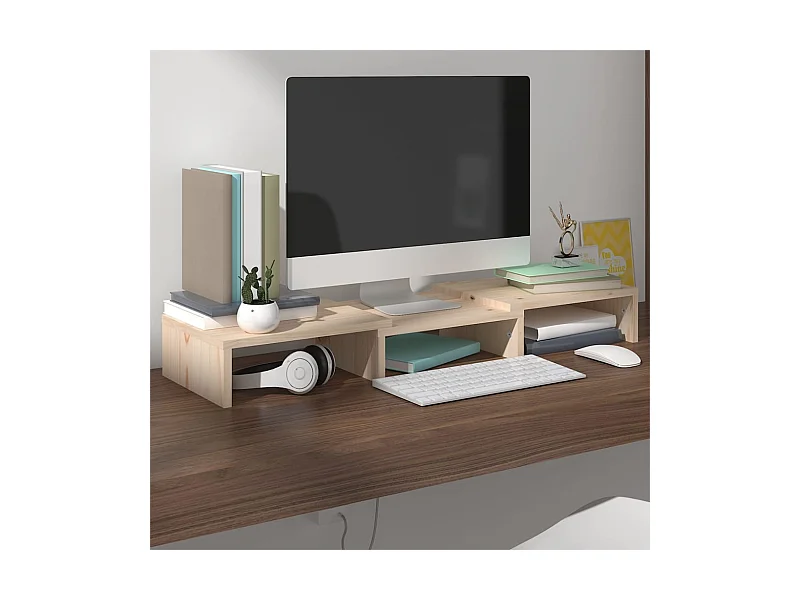 Support de moniteur 60x24x10,5 cm Bois de pin solide WET5657