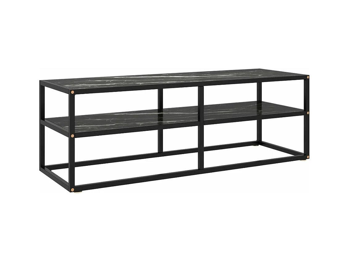 Tv-meubel met zwart marmerglas 120x40x40 cm zwart NL555818