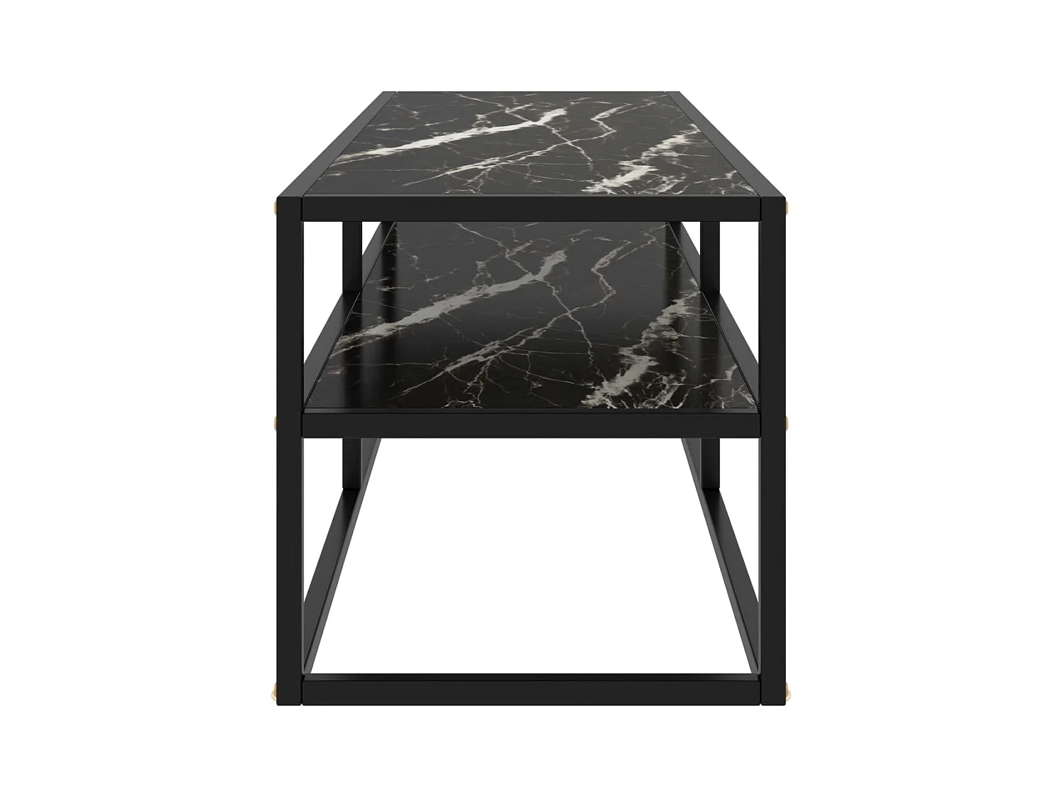 Mueble TV negro con vidrio de mármol negro 120x40x40 cm YOE32820