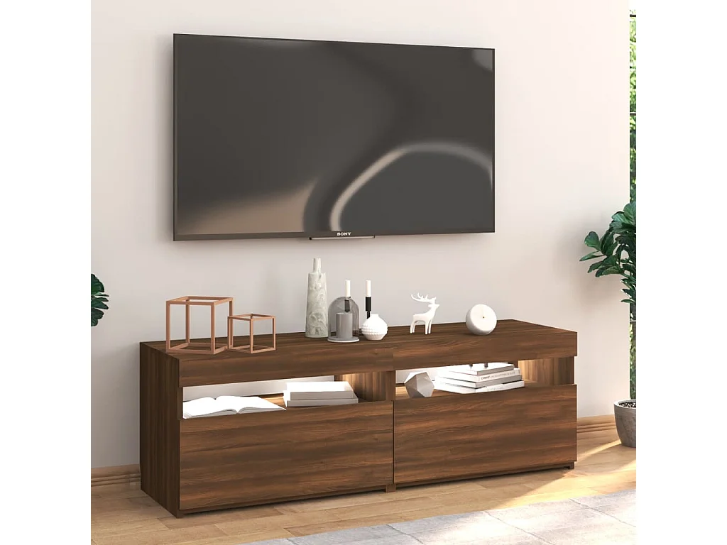 TV-Schrank,TV-Möbel mit LED-Leuchten Braun Eichen-Optik 120x35x40 cm -gkd742052