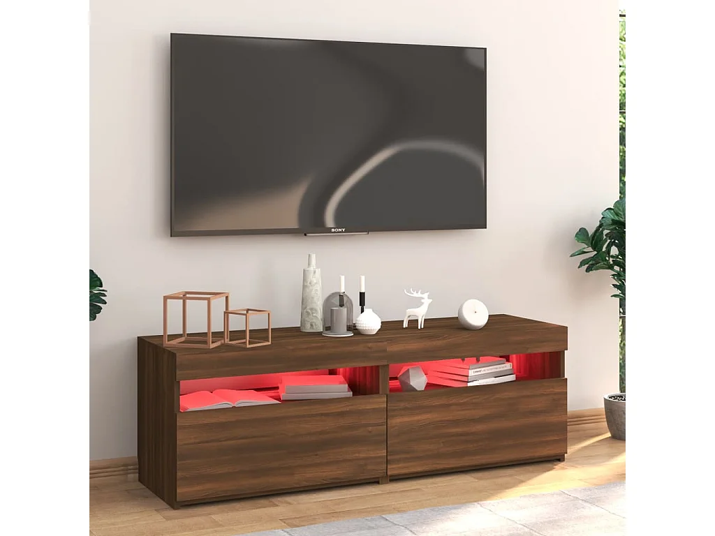 TV-Schrank,TV-Möbel mit LED-Leuchten Braun Eichen-Optik 120x35x40 cm -gkd742052