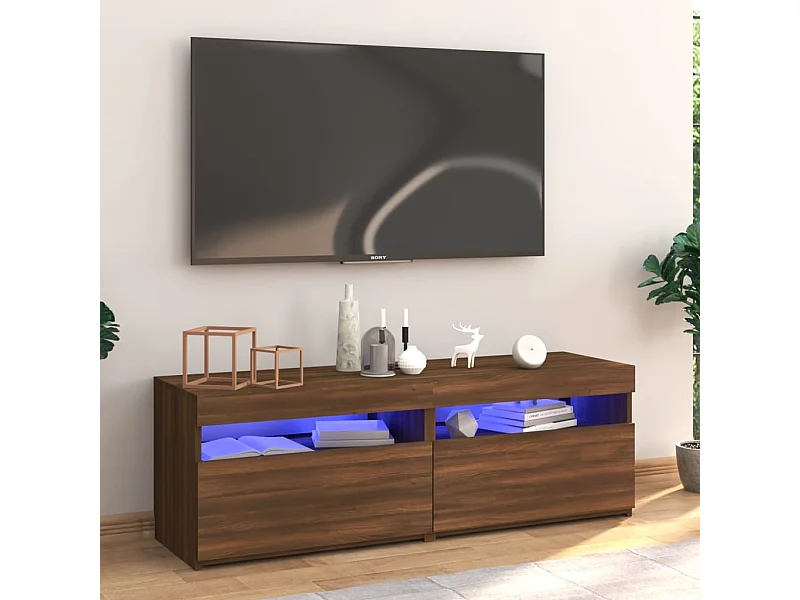 TV-Schrank,TV-Möbel mit LED-Leuchten Braun Eichen-Optik 120x35x40 cm -gkd742052