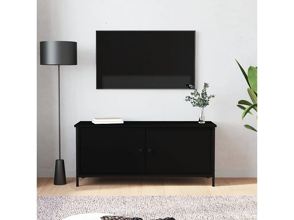 TV-Schrank,TV-Möbel mit Türen Schwarz 102x35x45 cm Holzwerkstoff -gkd115708