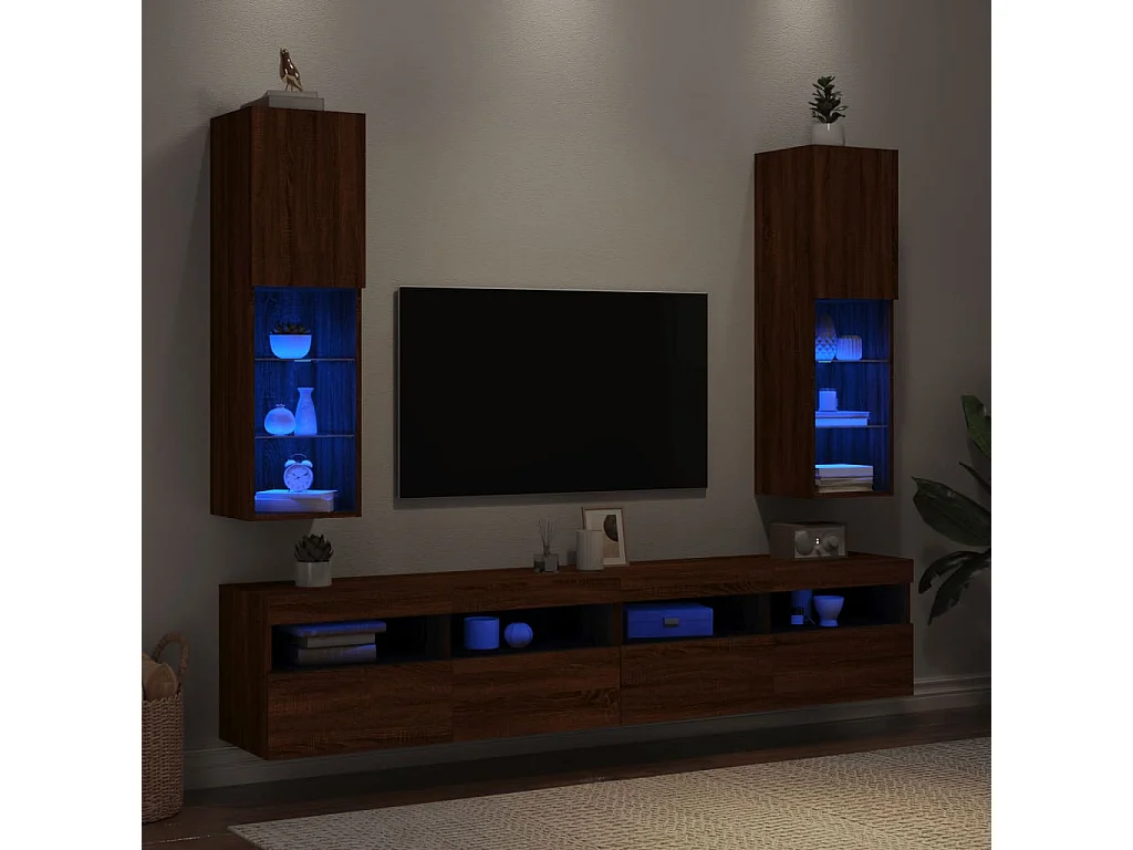 2 Stk.TV-Schränke,TV-Möbel mit LED-Leuchten Braun Eichen-Optik -gkd824991