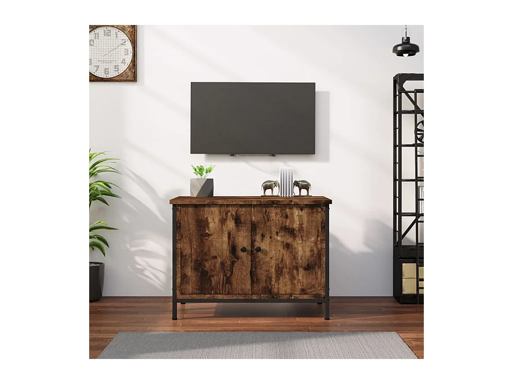 Tv-meubel met deuren 60x35x45 cm bewerkt hout gerookt eiken NL15862