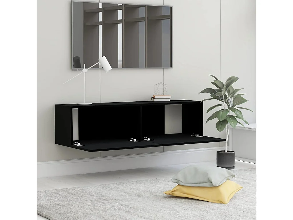 Meuble TV Noir 120x30x30 cm Aggloméré WET1162