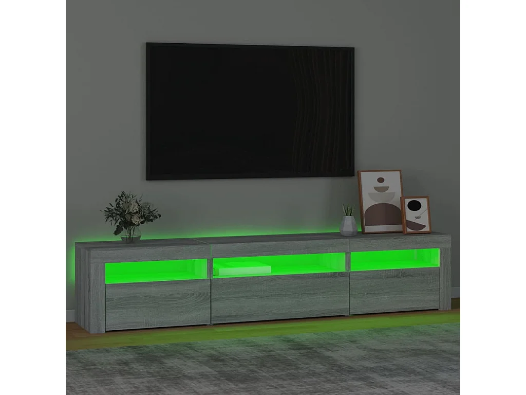 Mobile Porta TV | Armadietto TV con Luci LED Grigio Sonoma 195x35x40 cm