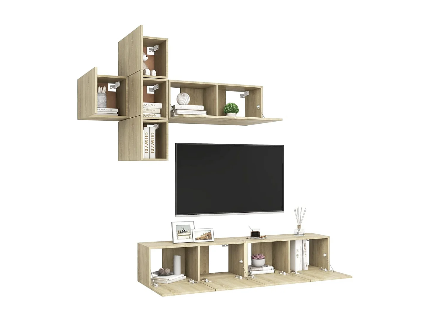 7 pzas Muebles TV roble Sonoma YOE87748