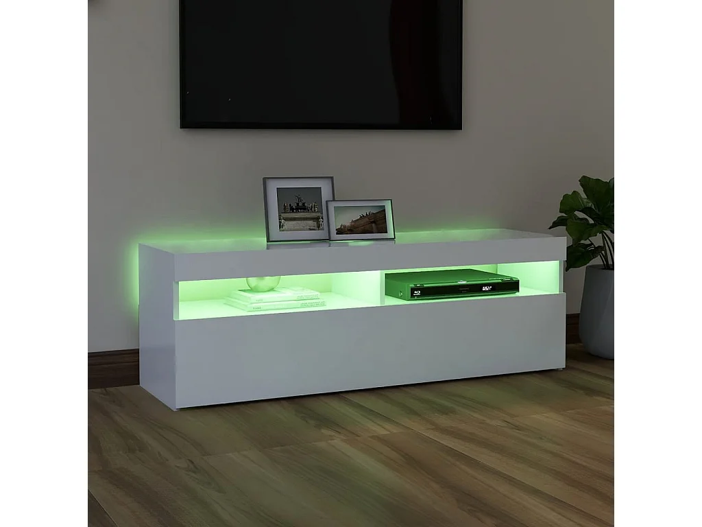 Móvel de TV com luzes LED 120x35x40 cm branco PT852408
