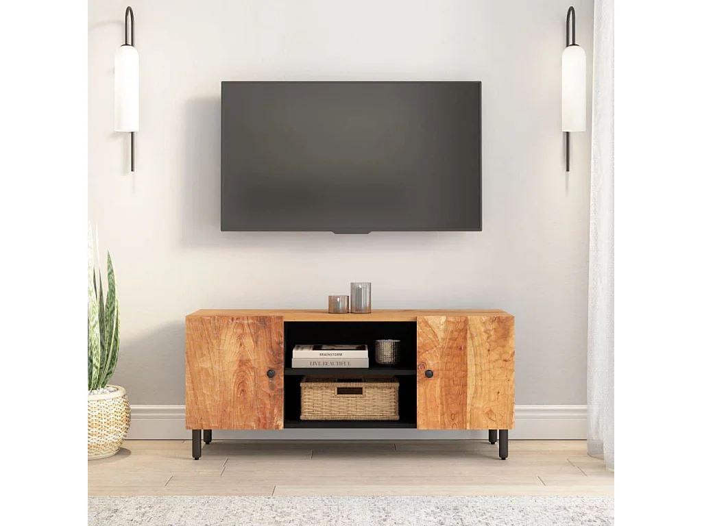 Mueble TV madera maciza de acacia 105x33x46 cm YOE52090