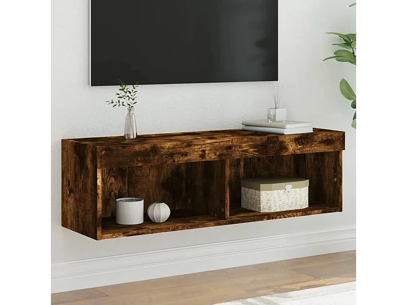Meuble TV avec lumières LED chêne fumé 100x30x30 cm WET5009