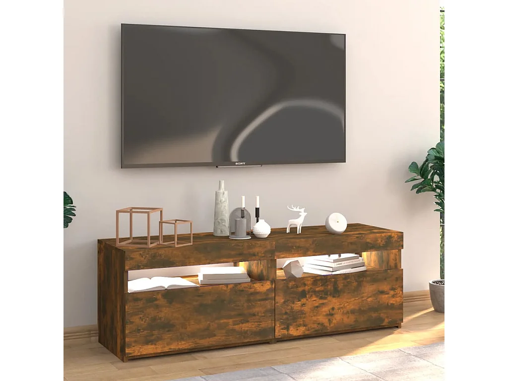 Meuble TV avec lumières LED chêne fumé 120x35x40 cm WET7245