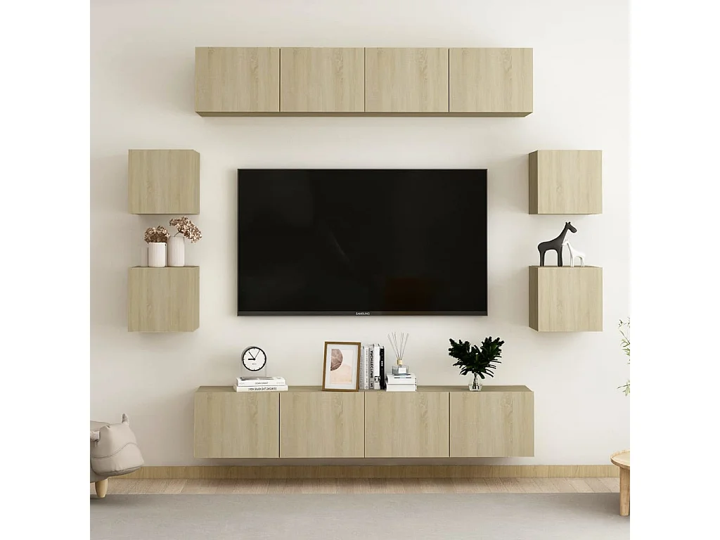 8 pzas Muebles TV roble Sonoma YOE31040