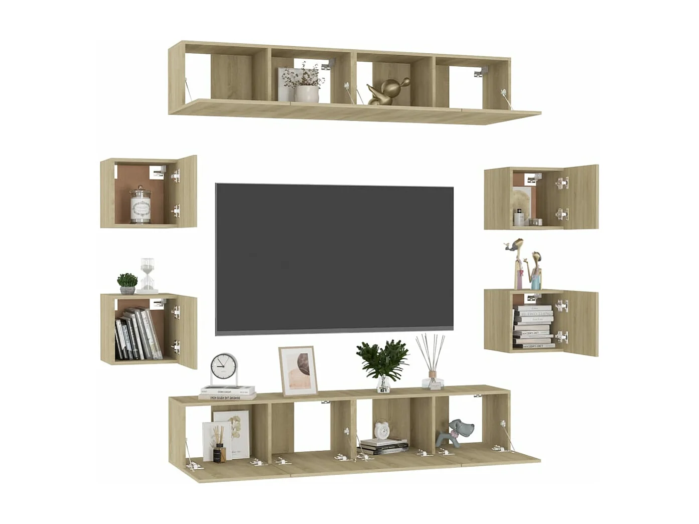 8 pzas Muebles TV roble Sonoma YOE31040