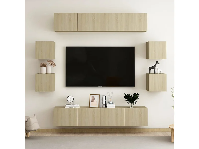 8 pzas Muebles TV roble Sonoma YOE31040