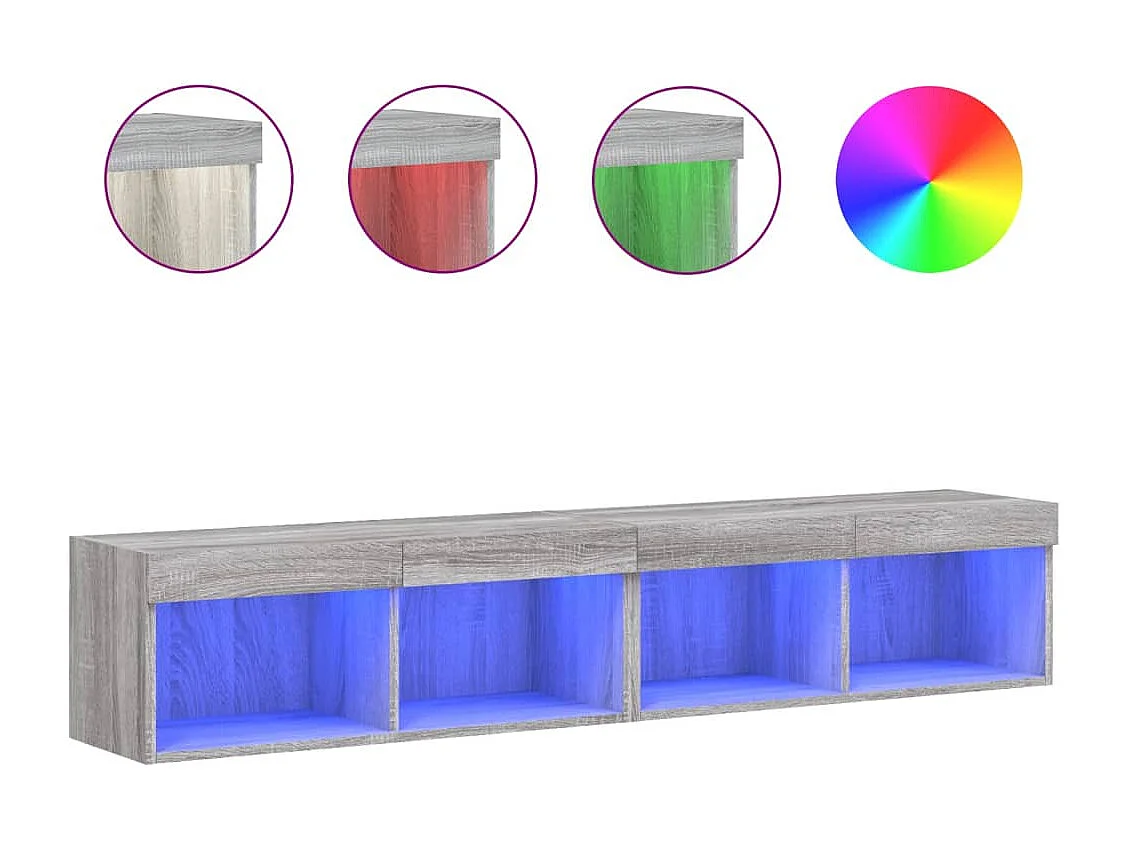 2 Stk.TV-Schränke,TV-Möbel mit LED-Leuchten Grau Sonoma 80x30x30 cm -gkd146265