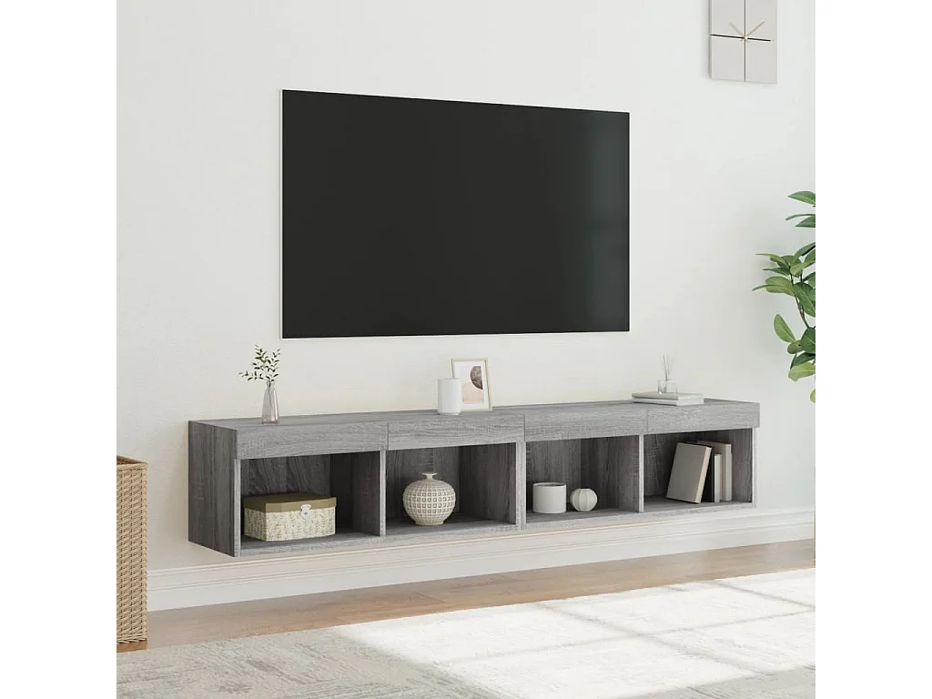 Tv-meubels met LED-verlichting 2 st 80x30x30 cm grijs sonoma NL582040