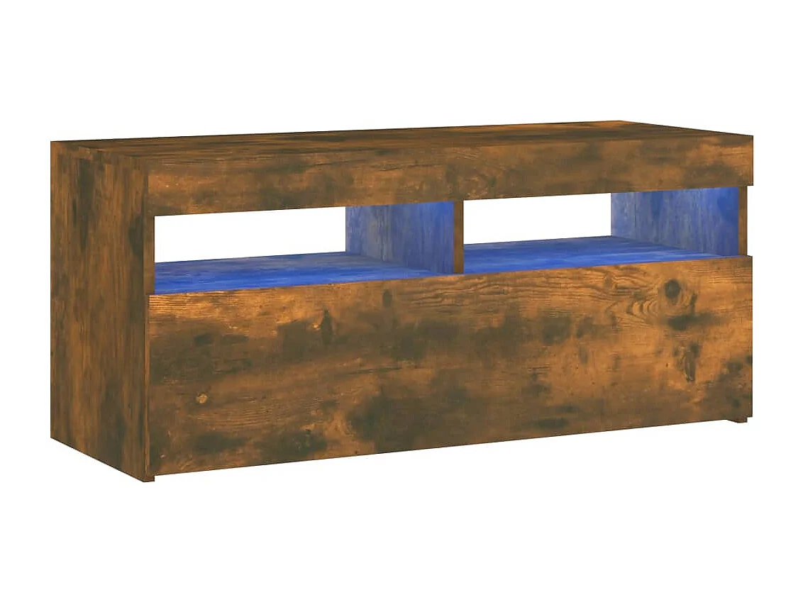 Mueble TV con luces LED roble ahumado 90x35x40 cm YOE19904