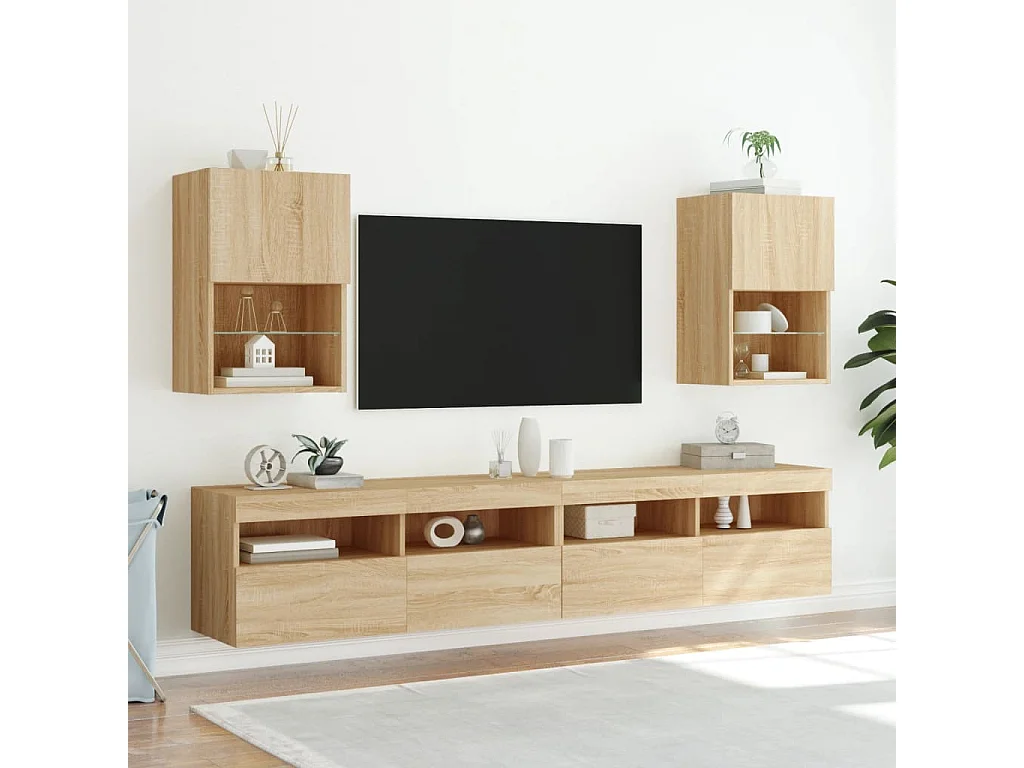TV-Schrank,TV-Möbel mit LED-Leuchten Sonoma-Eiche 40,5x30x60 cm -gkd593583