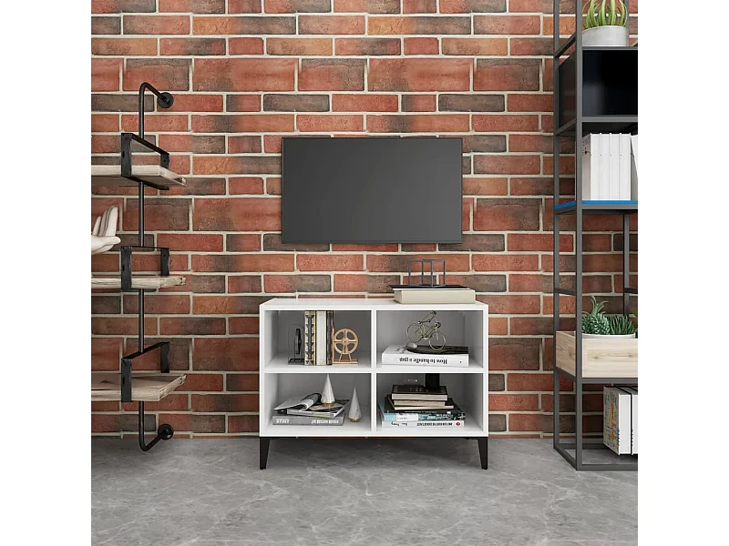 Mueble TV con patas de metal blanco 69,5x30x50 cm YOE35579