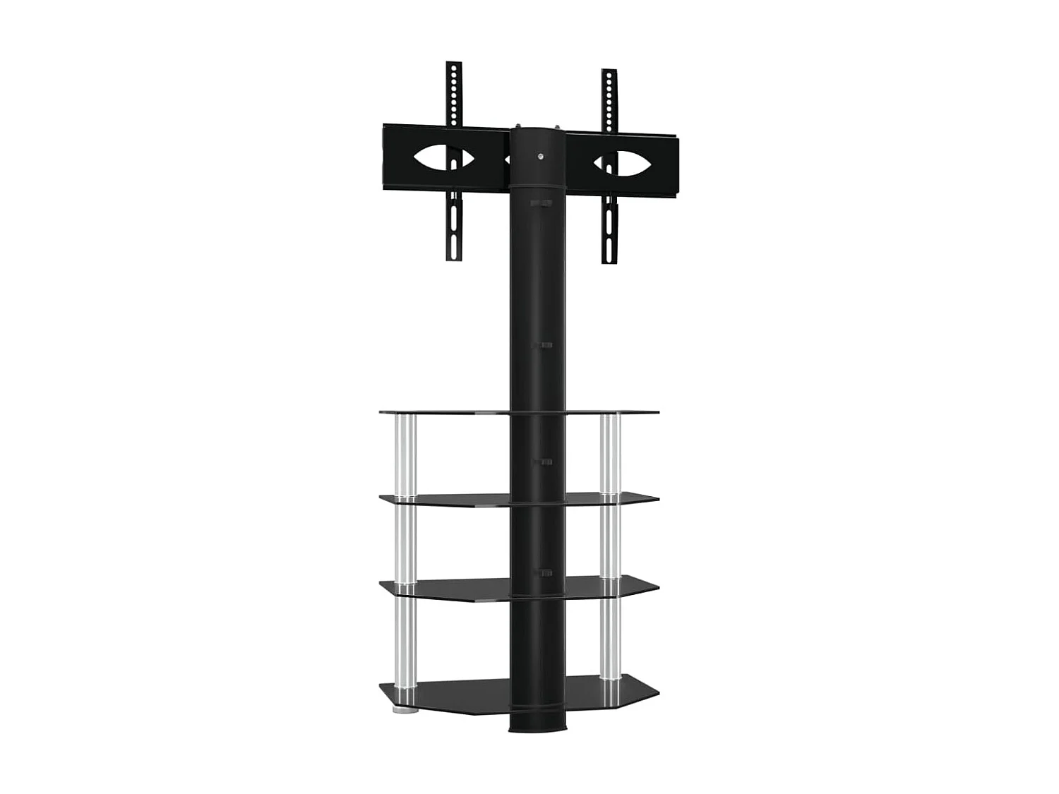 Meuble TV d'angle 4 niveaux pour 32-70 pouces noir et argenté WET1947