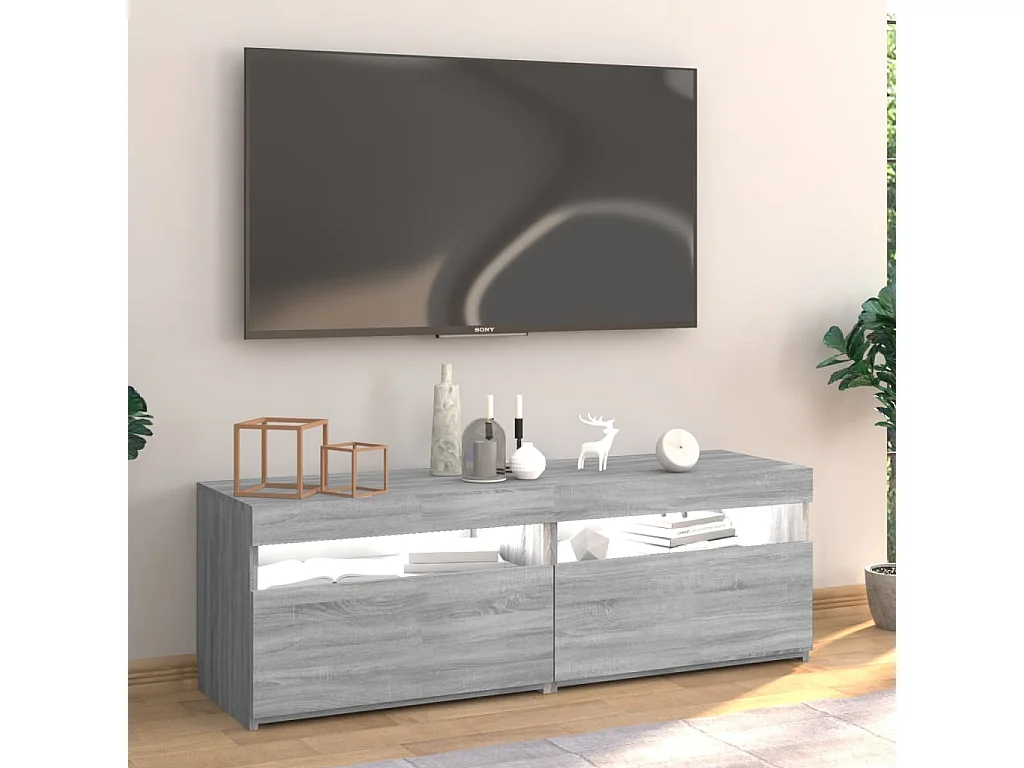 Meuble TV avec lumières LED sonoma gris 120x35x40 cm WET9612
