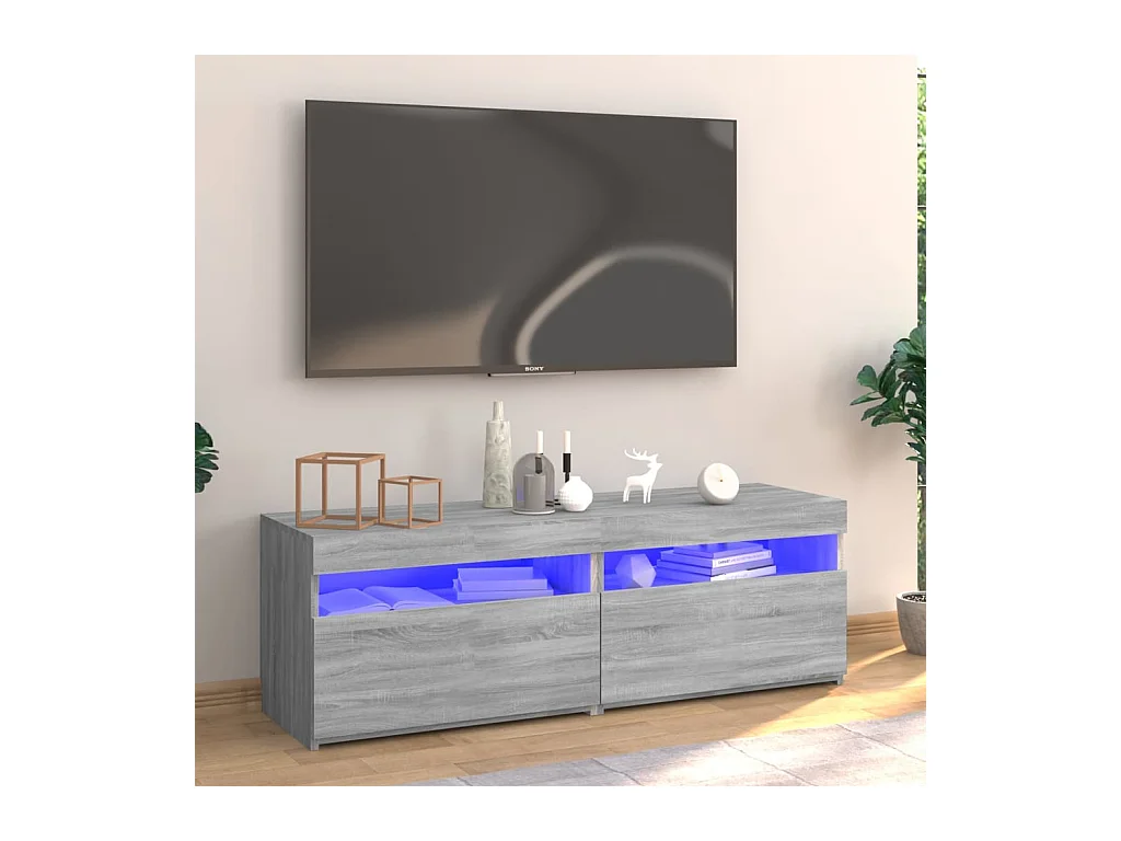 Meuble TV avec lumières LED sonoma gris 120x35x40 cm WET9612