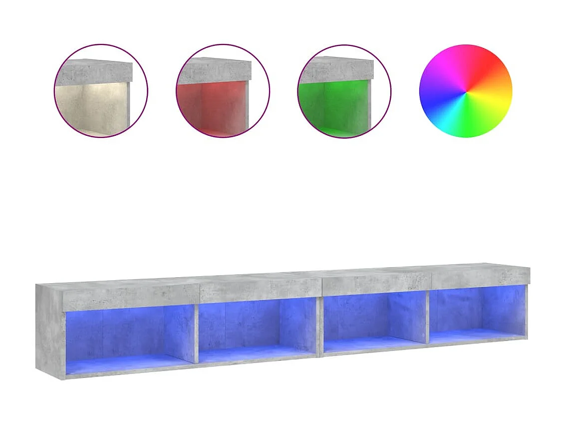 2 Stk.TV-Schränke,TV-Möbel mit LED-Leuchten Betongrau 100x30x30 cm -gkd500556