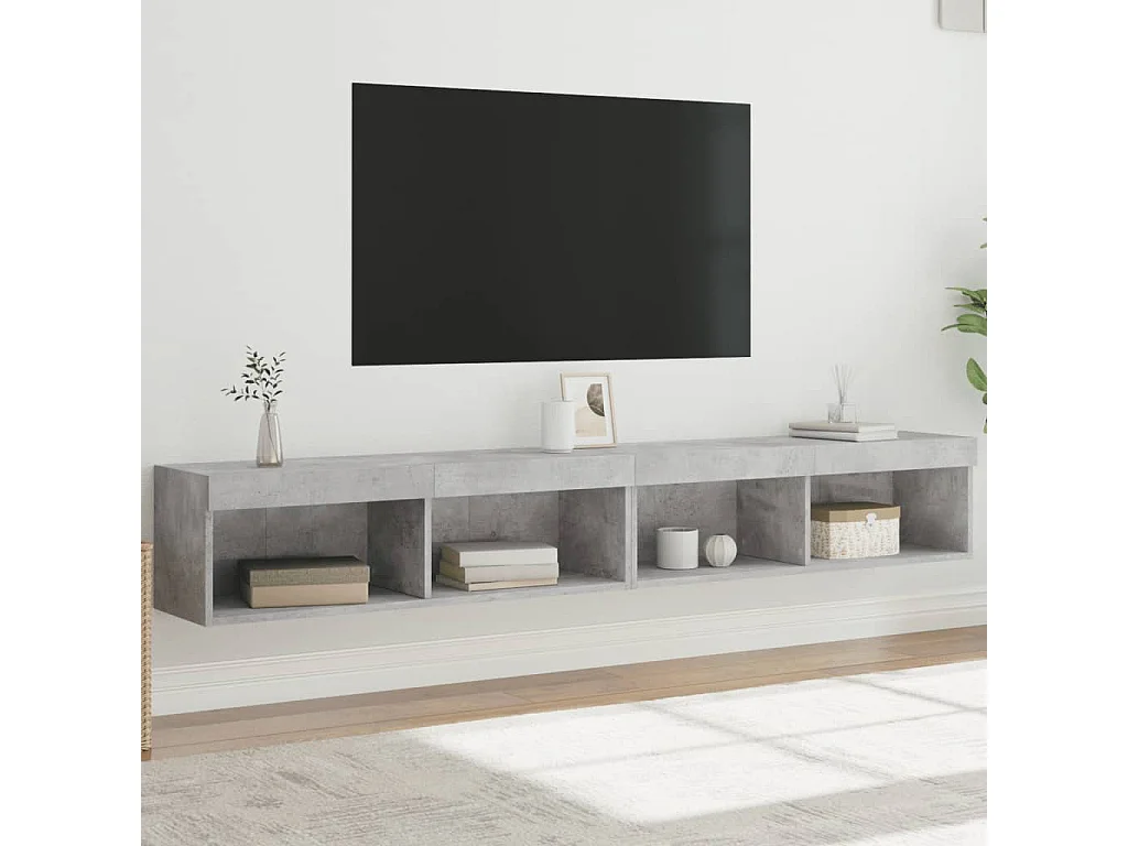Meubles TV avec lumières LED 2 pcs gris béton 100x30x30 cm WET5708