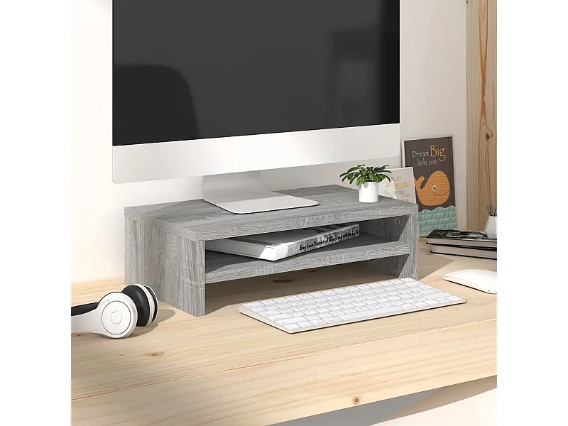 Support de moniteur Sonoma gris 42x24x13 cm Bois d'ingénierie WET6180