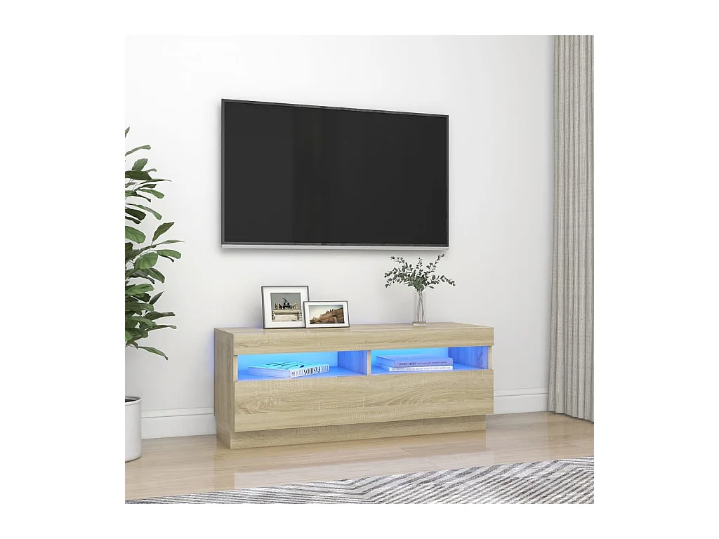 Meuble TV avec lumières LED chêne sonoma 100x35x40 cm WET5480