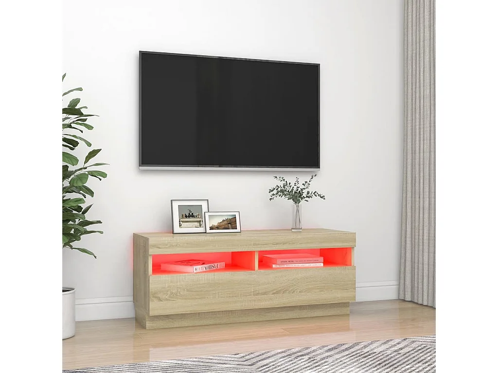 Meuble TV avec lumières LED chêne sonoma 100x35x40 cm WET5480