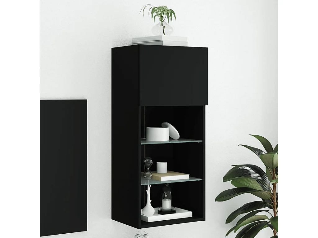 TV-Schrank,TV-Möbel mit LED-Leuchten Schwarz 40,5x30x90 cm -gkd782622