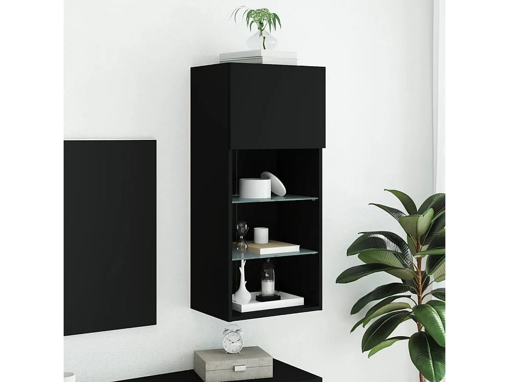 TV-Schrank,TV-Möbel mit LED-Leuchten Schwarz 40,5x30x90 cm -gkd782622