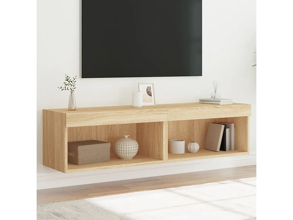 Meubles TV avec lumières LED 2 pcs chêne sonoma 60x30x30 cm WET8157