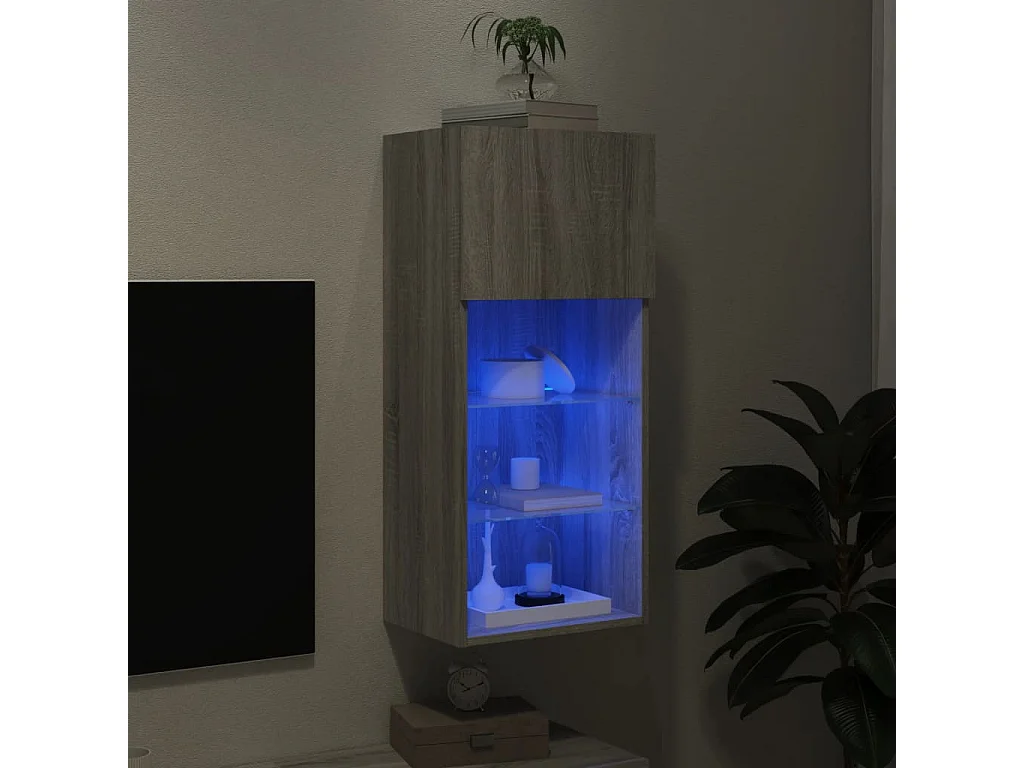 Meuble TV avec lumières LED sonoma gris 40,5x30x90 cm WET4691