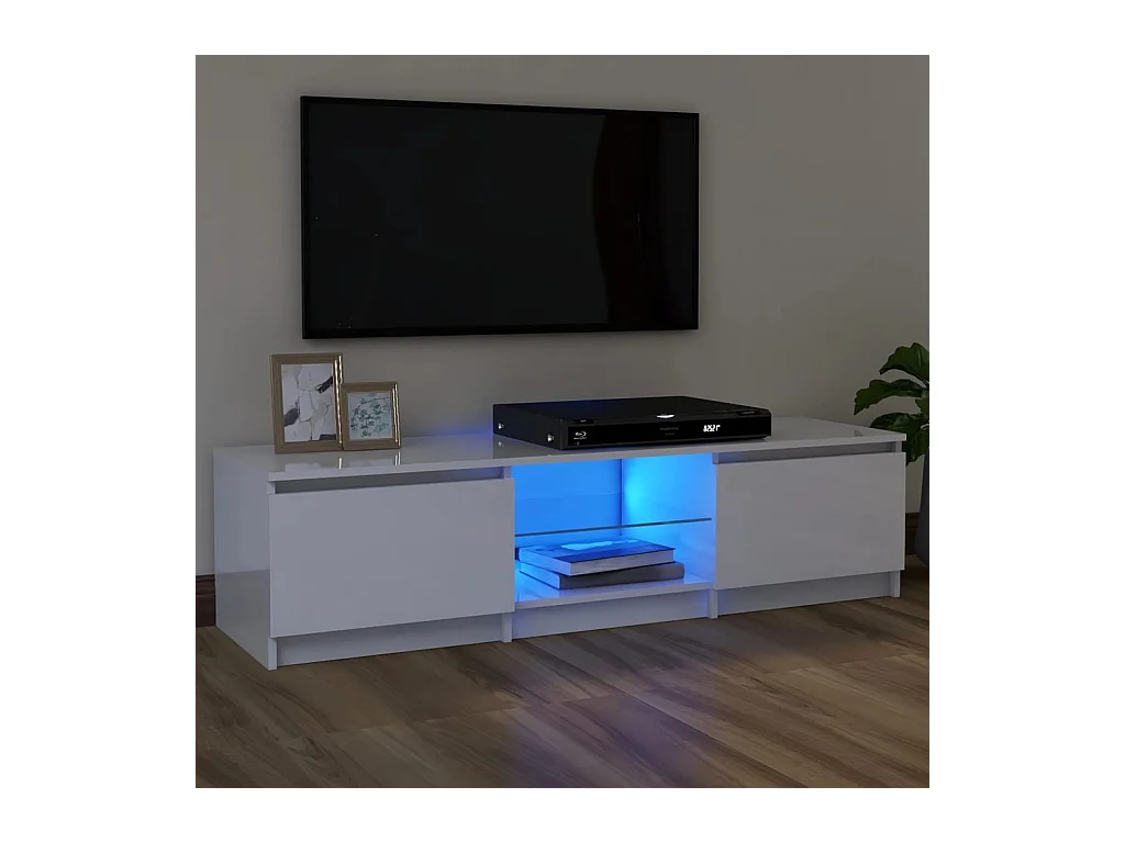 Tv-meubel met LED-verlichting 120x30x35,5 cm hoogglans wit NL144524