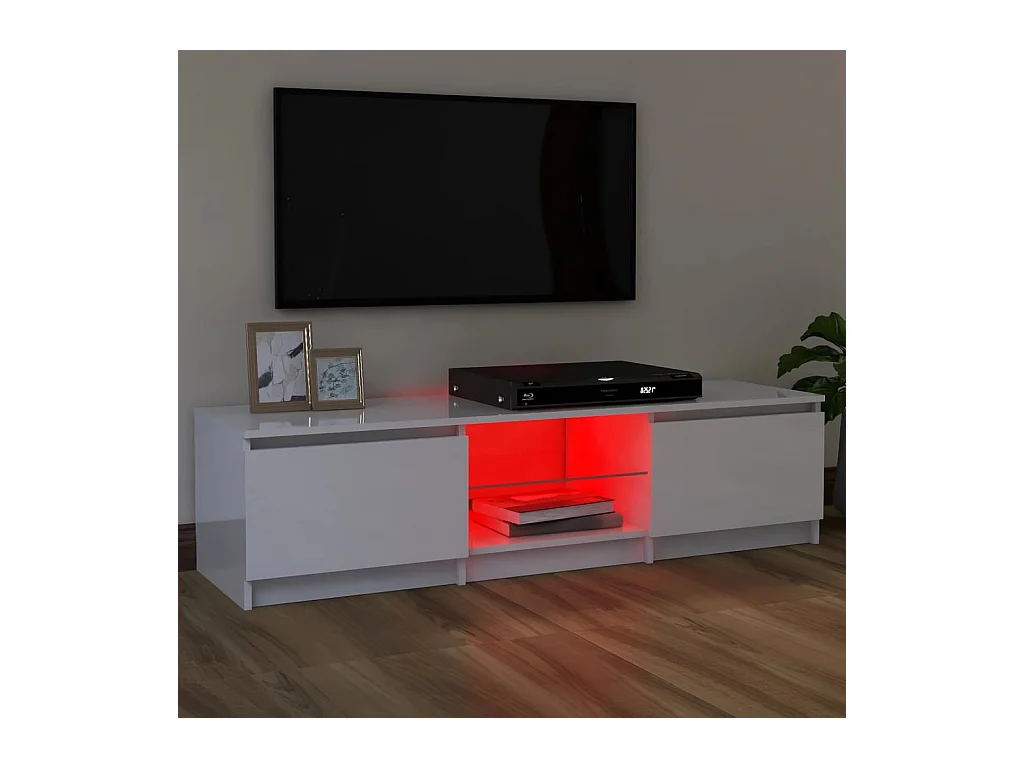 TV-Schrank,TV-Möbel mit LED-Leuchten Hochglanz-Weiß 120x30x35,5 cm -gkd737282