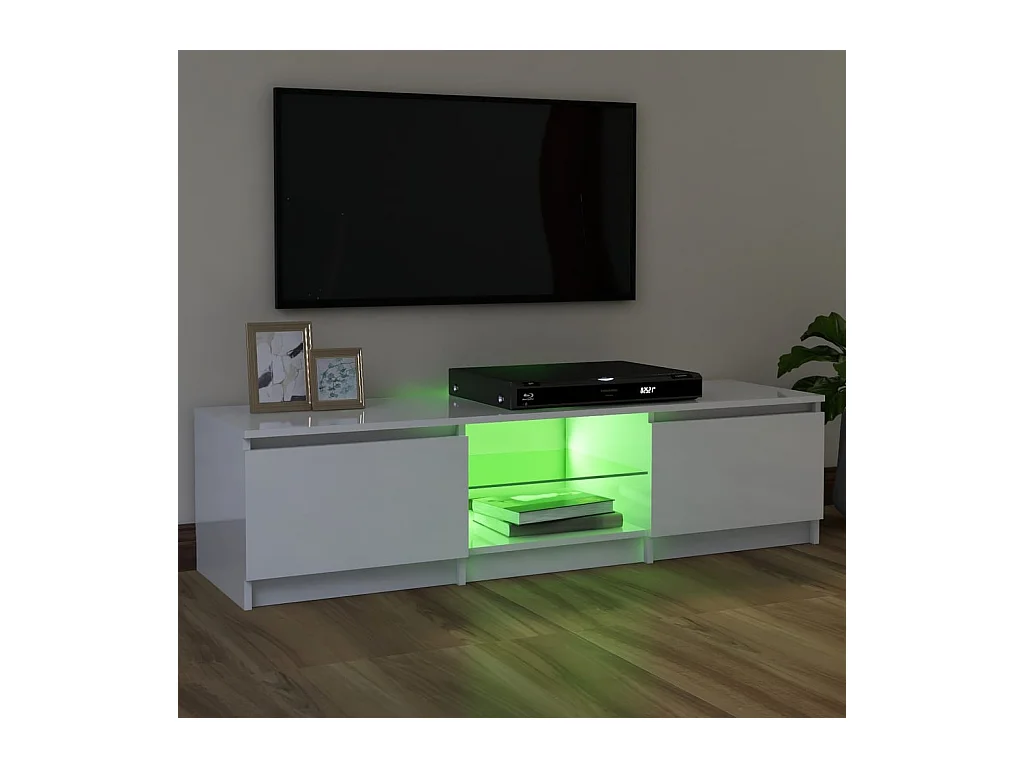 TV-Schrank,TV-Möbel mit LED-Leuchten Hochglanz-Weiß 120x30x35,5 cm -gkd737282