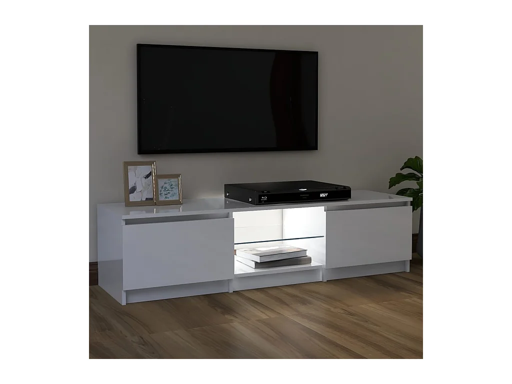 TV-Schrank,TV-Möbel mit LED-Leuchten Hochglanz-Weiß 120x30x35,5 cm -gkd737282