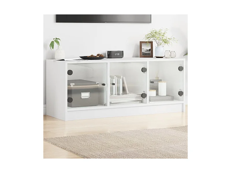 TV-Schrank,TV-Möbel mit Glastüren Weiß 102x37x42 cm -gkd784268