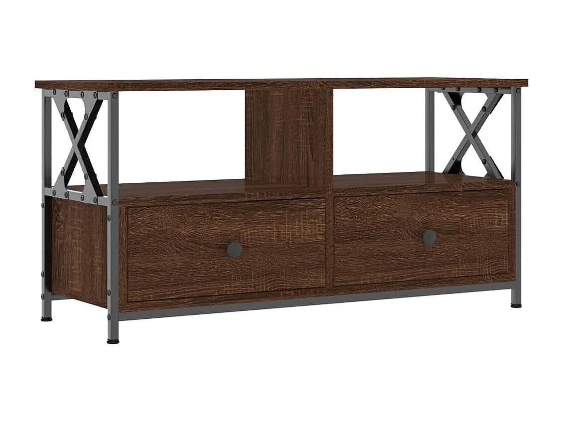 TV-Schrank,TV-Möbel Braun Eichen-Optik 90x33x45 cm Holzwerkstoff & Eisen -gkd398070