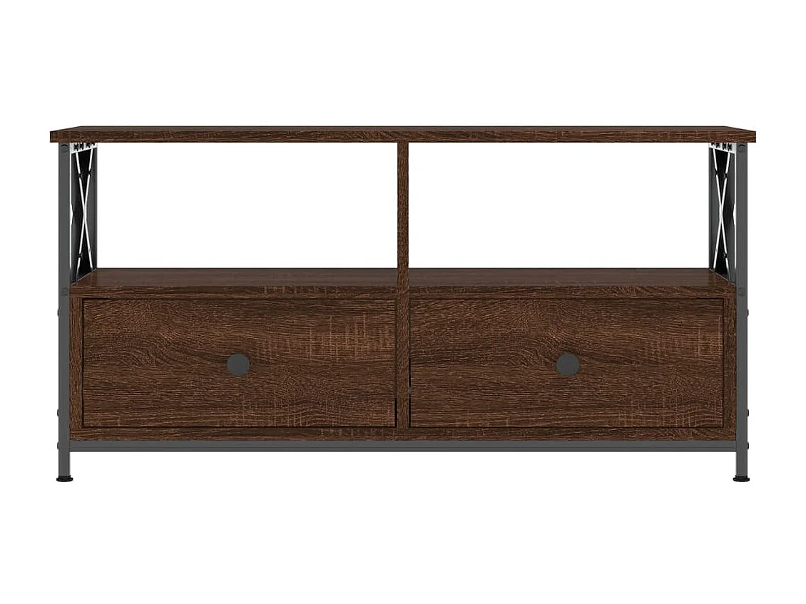 TV-Schrank,TV-Möbel Braun Eichen-Optik 90x33x45 cm Holzwerkstoff & Eisen -gkd398070