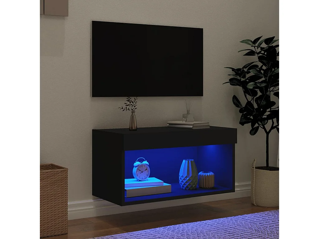 Meuble TV avec lumières LED noir 60x30x30 cm WET9465