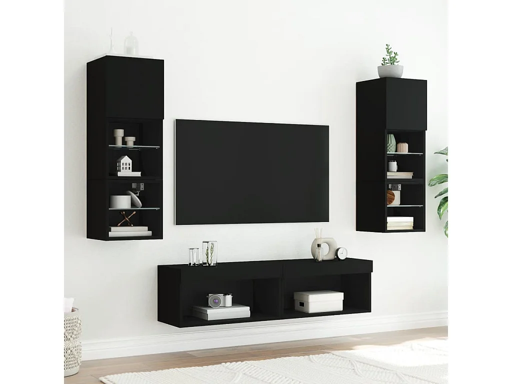Meuble TV avec lumières LED noir 60x30x30 cm WET9465