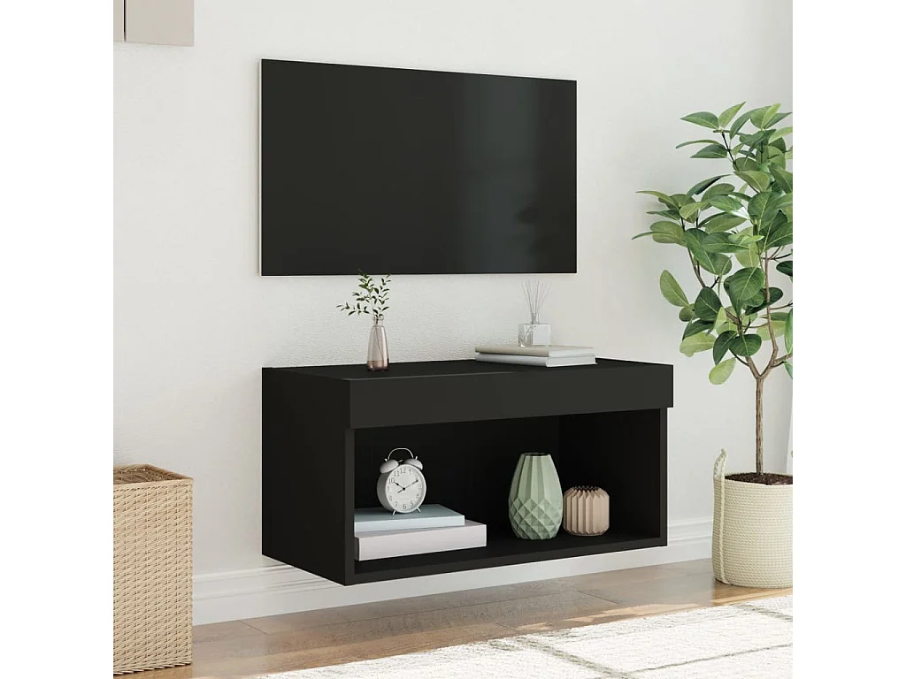 Meuble TV avec lumières LED noir 60x30x30 cm WET9465