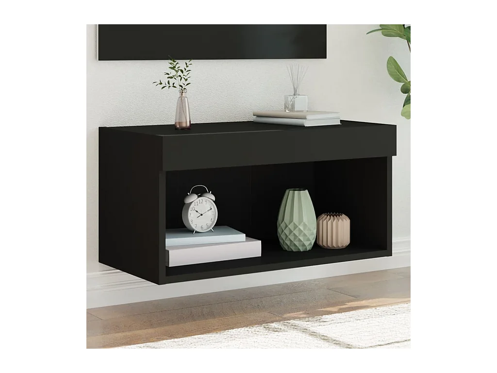 Meuble TV avec lumières LED noir 60x30x30 cm WET9465