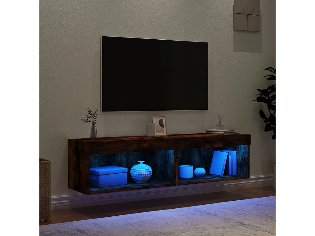 Meubles TV avec lumières LED 2 pcs chêne fumé 60x30x30 cm WET8576