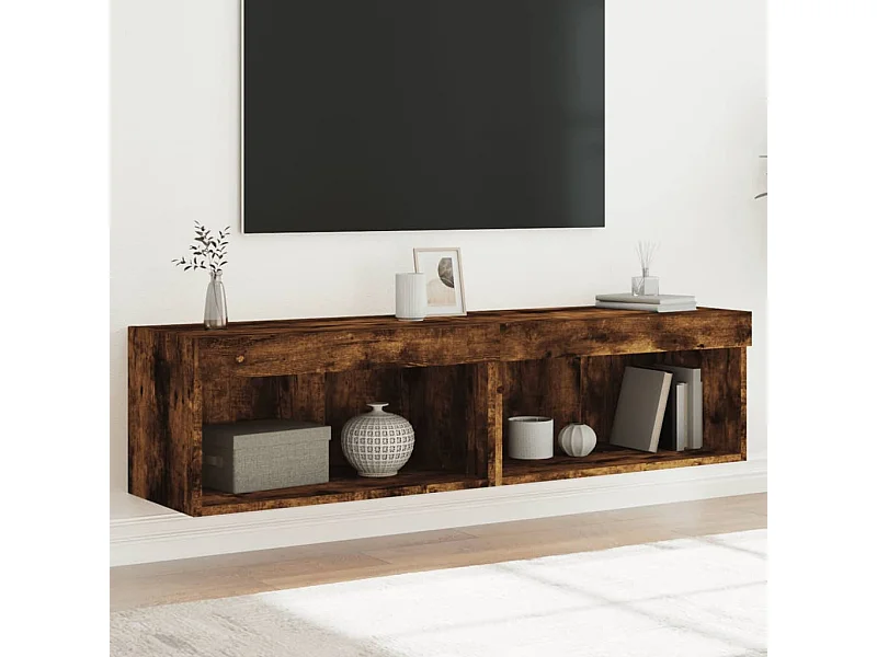 Meubles TV avec lumières LED 2 pcs chêne fumé 60x30x30 cm WET8576