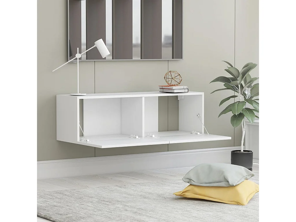 Meuble TV Blanc 100x30x30 cm Aggloméré WET8463